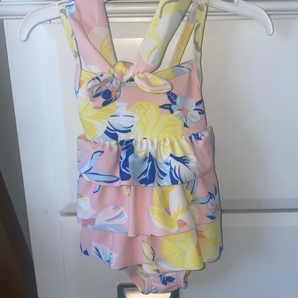 Baby Girl One Piece Swimsuit w/ Matching Headband